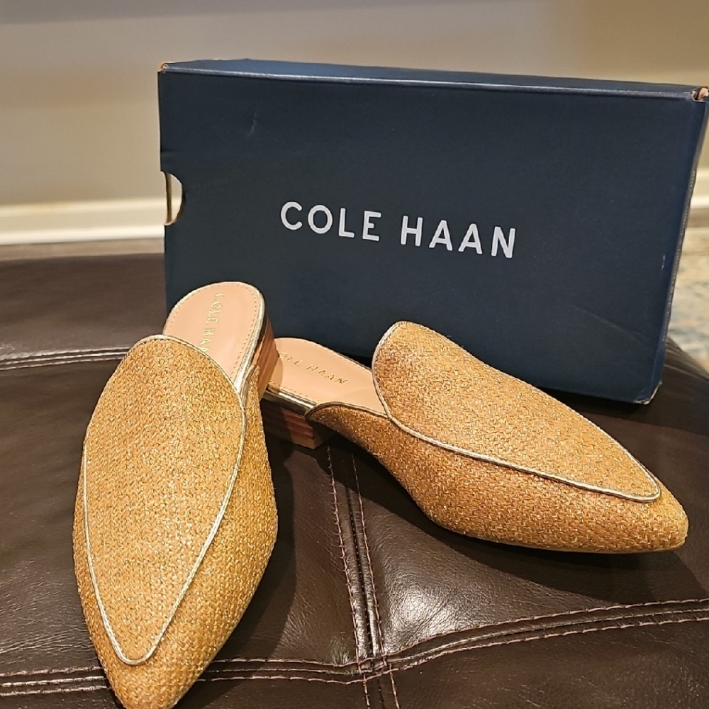 Cole Haan Women's Gold Textured Mules